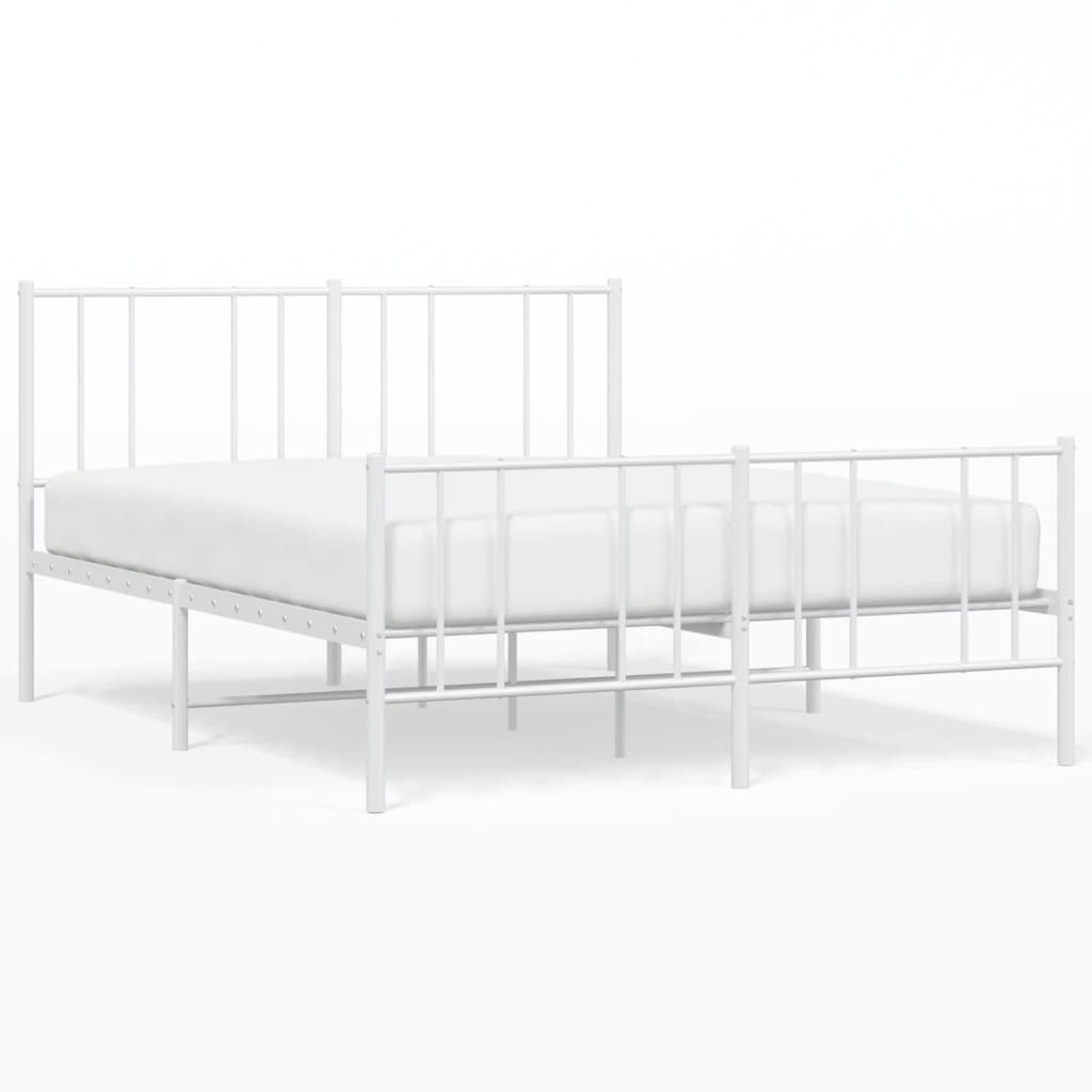 Sengeramme i metall med hode- og fotgavl hvit 120x200 cm