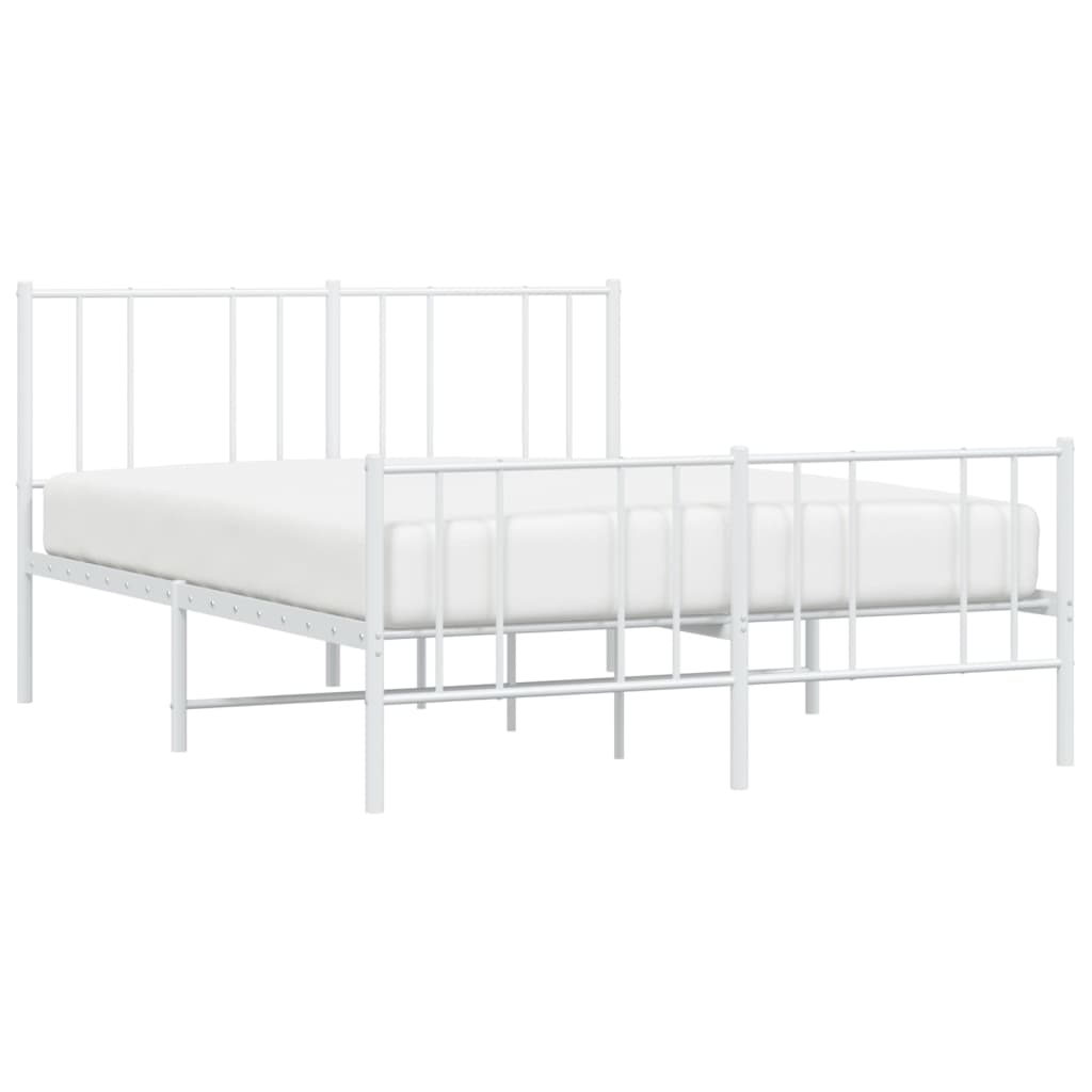 Sengeramme i metall med hode- og fotgavl hvit 120x200 cm
