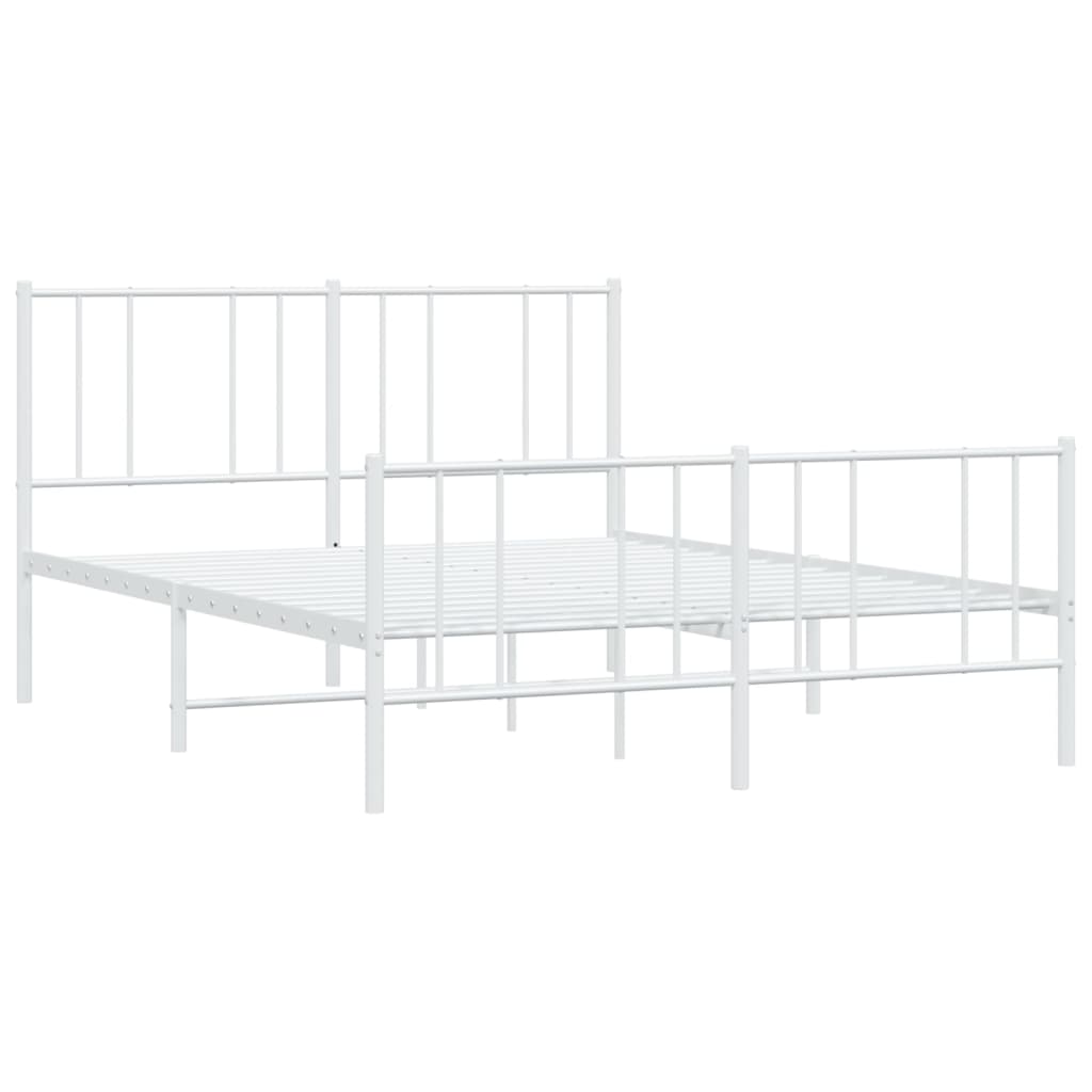 Sengeramme i metall med hode- og fotgavl hvit 120x200 cm