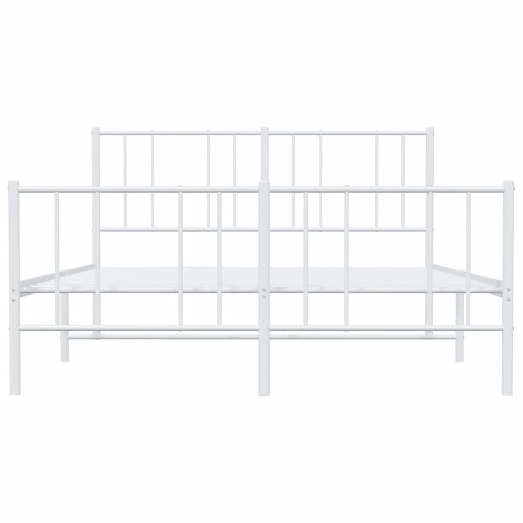 Sengeramme i metall med hode- og fotgavl hvit 120x200 cm
