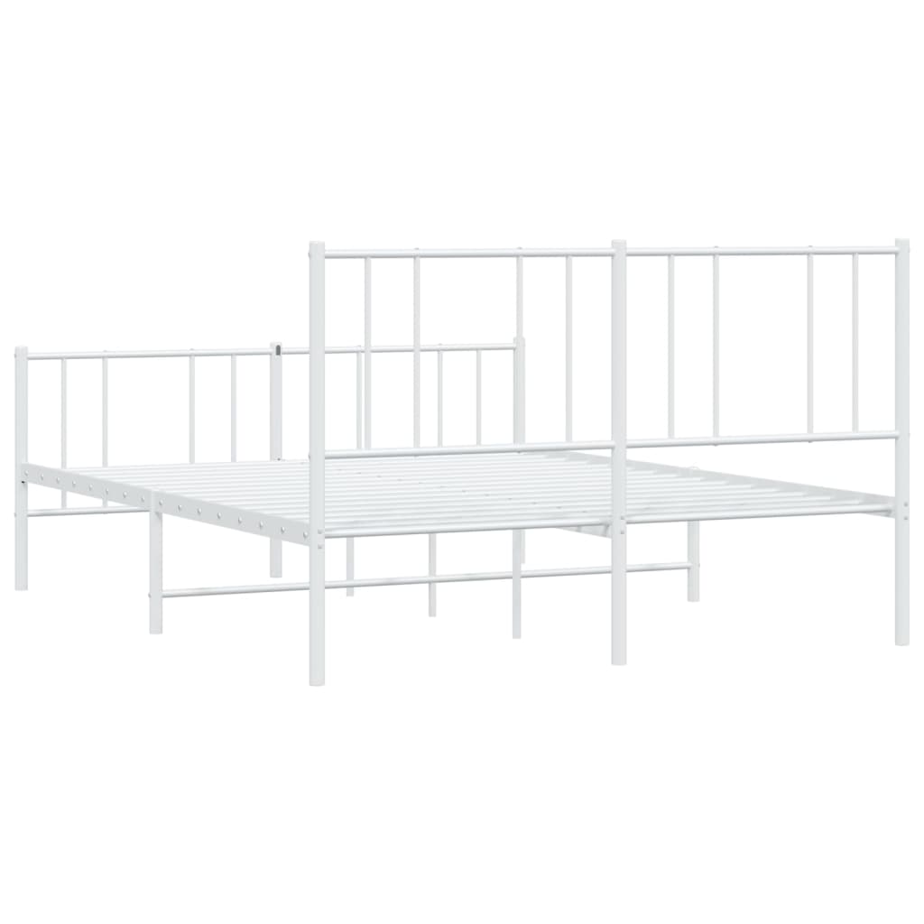Sengeramme i metall med hode- og fotgavl hvit 140x190 cm