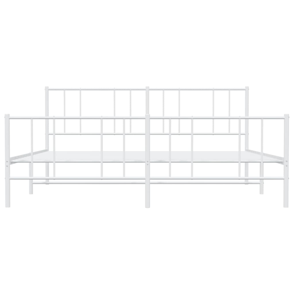 Sengeramme i metall med hode- og fotgavl hvit 193x203 cm