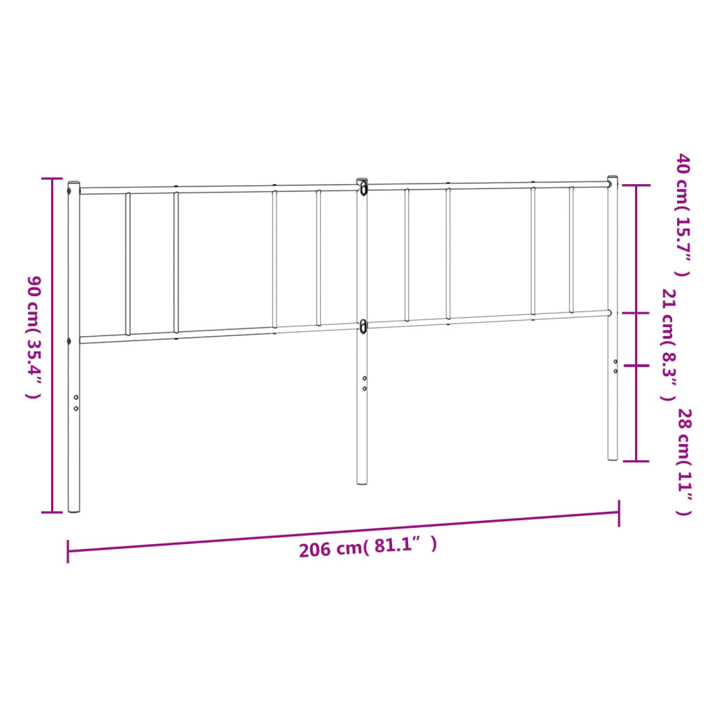 Utskiftbar sengegavl i metall hvit 200 cm