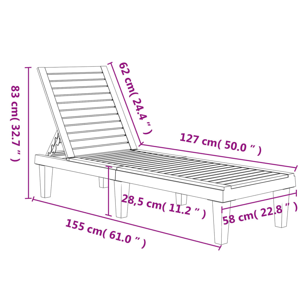 Solseng svart 155x58x83 cm polypropylen