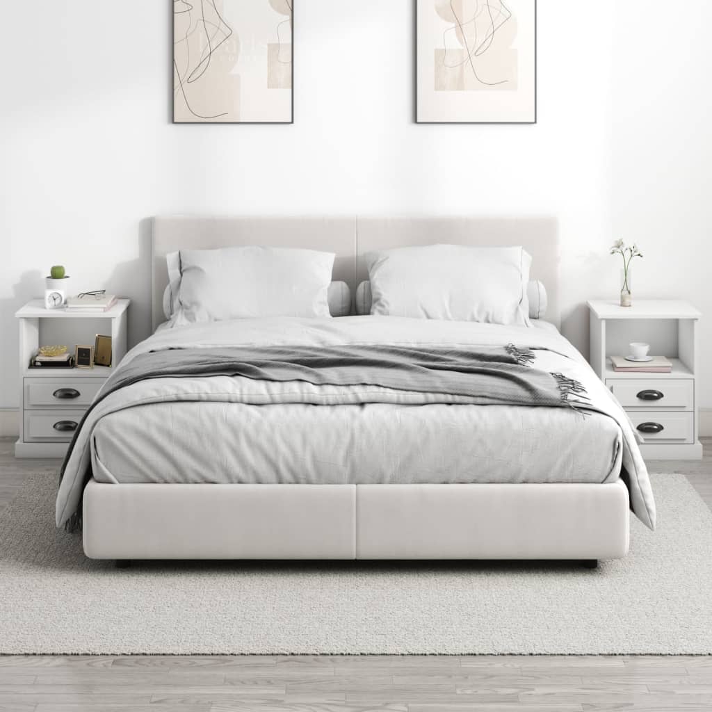 Nattbord 2 stk hvit 43x36x60 cm