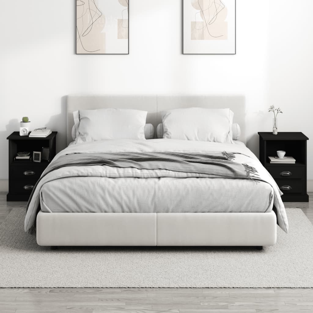 Nattbord 2 stk svart 43x36x60 cm