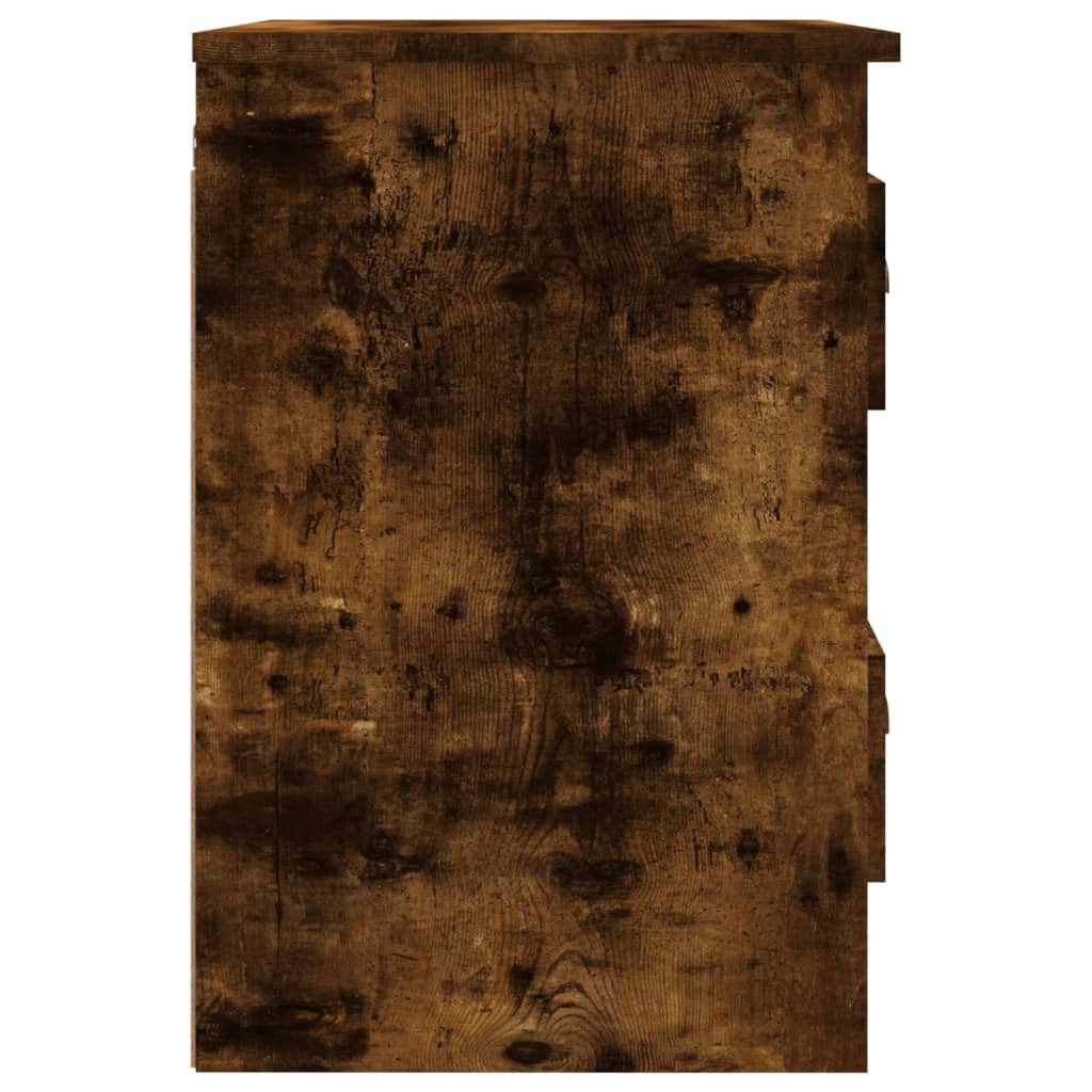 Veggmontert nattbord røkt eik 41,5x36x53 cm