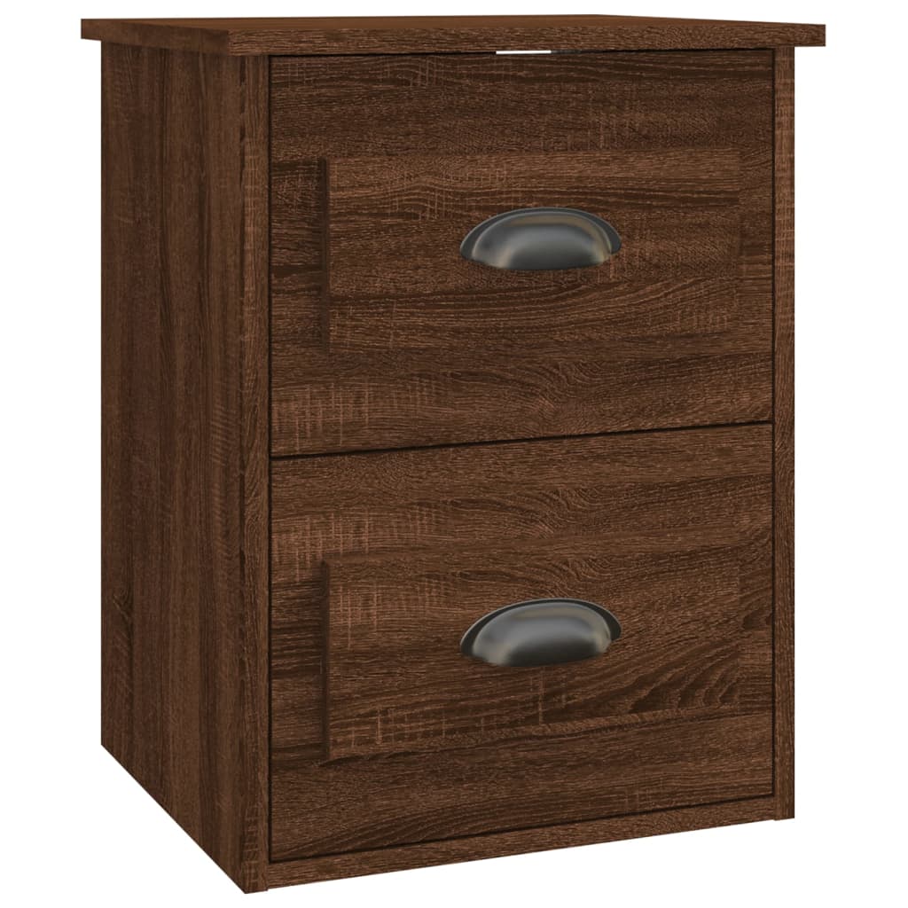 Veggmontert nattbord brun eik 41,5x36x53 cm