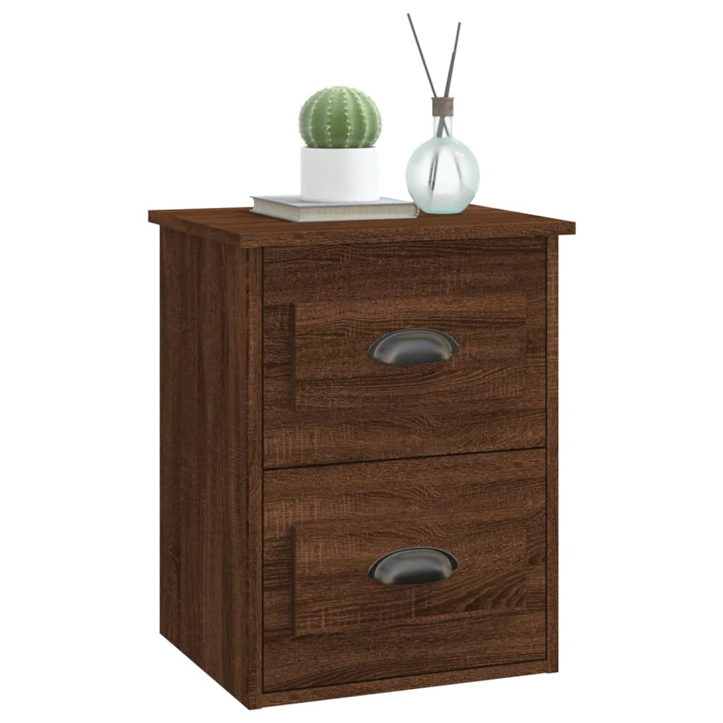 Veggmontert nattbord brun eik 41,5x36x53 cm
