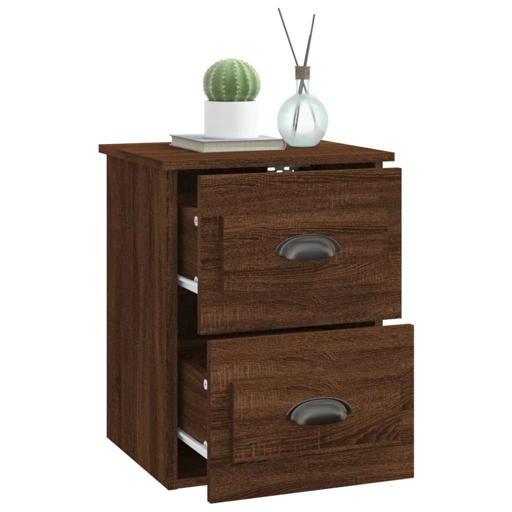 Veggmontert nattbord brun eik 41,5x36x53 cm