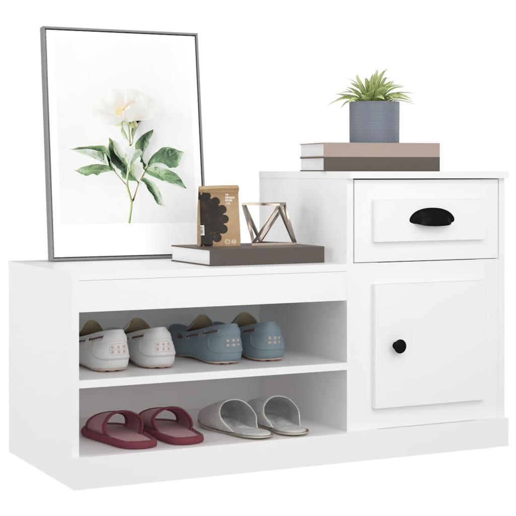 Skoskap hvit 100x42x60 cm konstruert tre