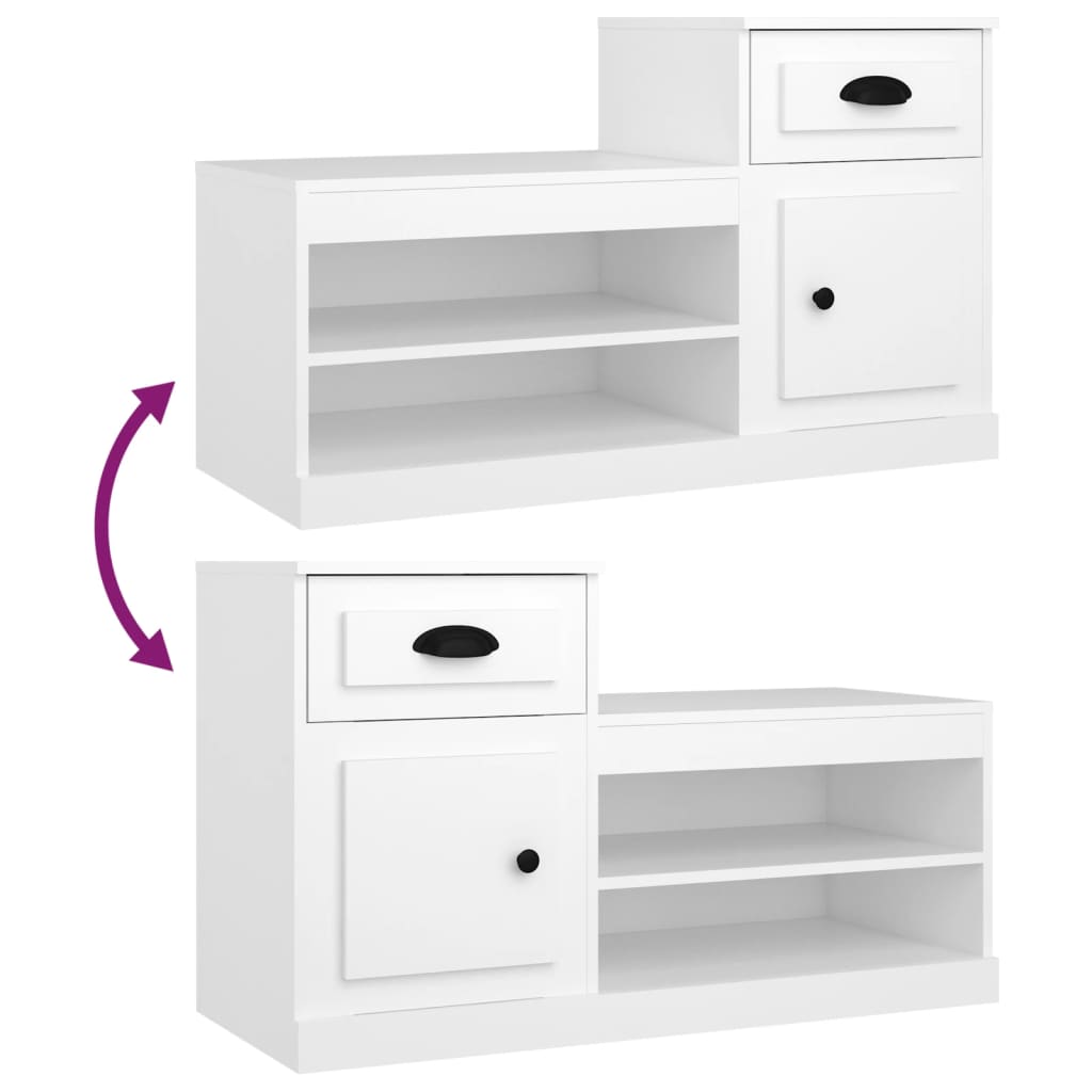Skoskap hvit 100x42x60 cm konstruert tre