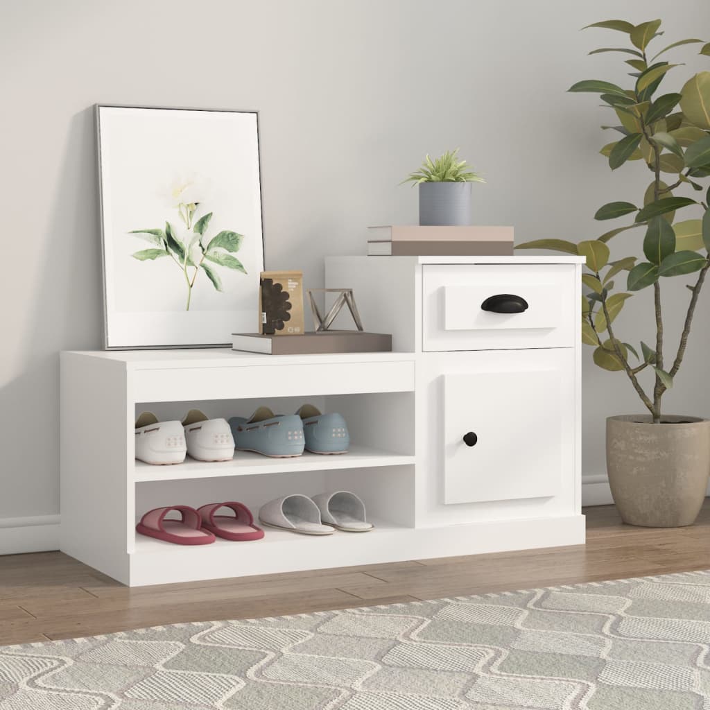 Skoskap hvit 100x42x60 cm konstruert tre