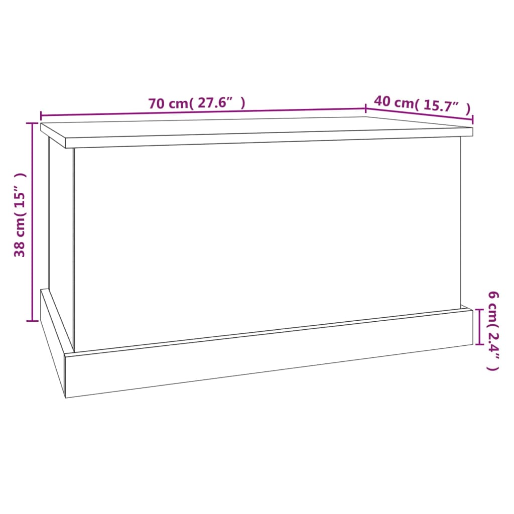 Oppbevaringsboks hvit 70x40x38 cm konstruert tre