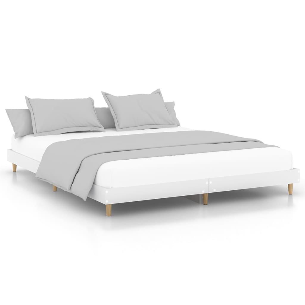 Sengeramme hvit 200x200 cm konstruert tre