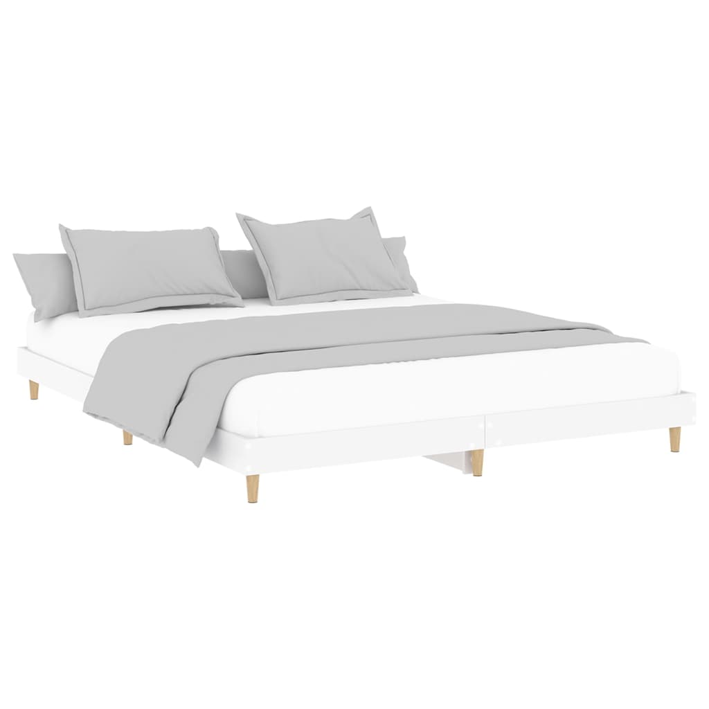 Sengeramme hvit 200x200 cm konstruert tre