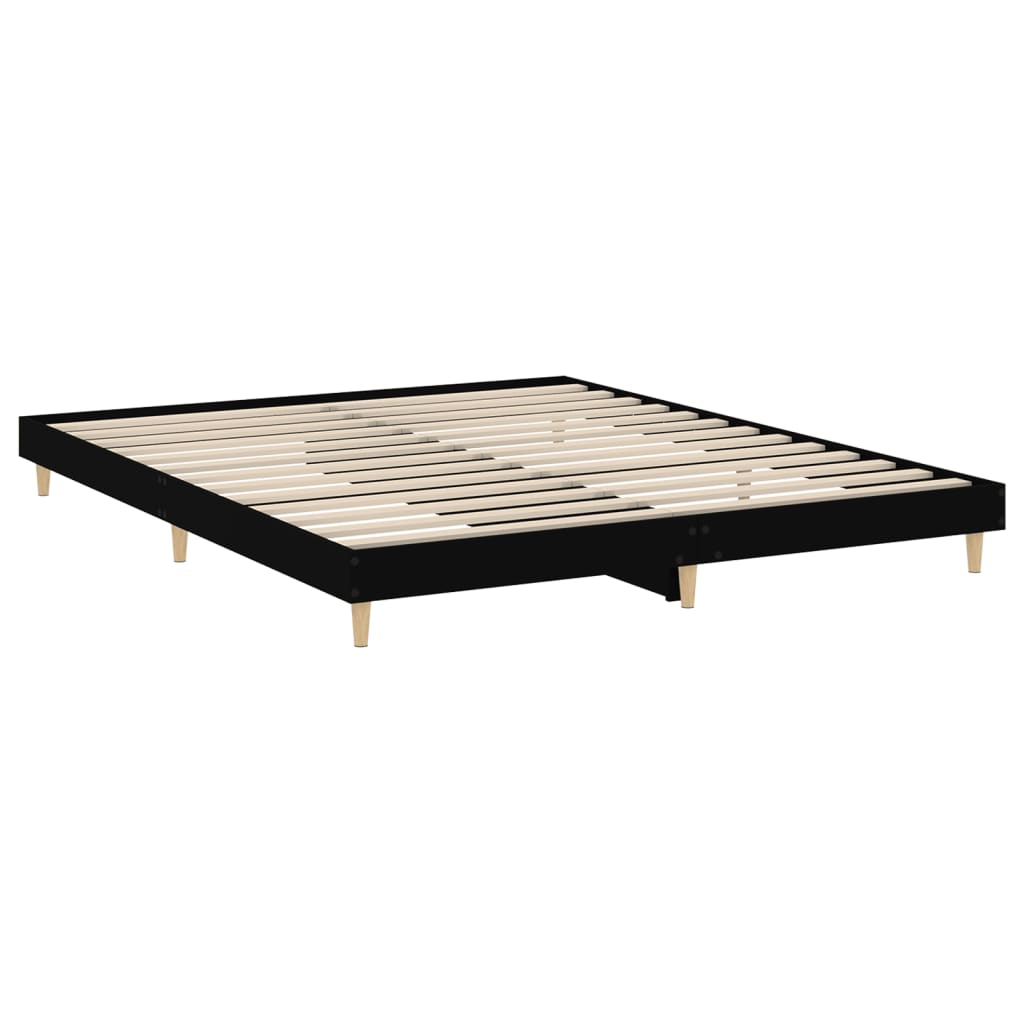 Sengeramme svart 200x200 cm konstruert tre