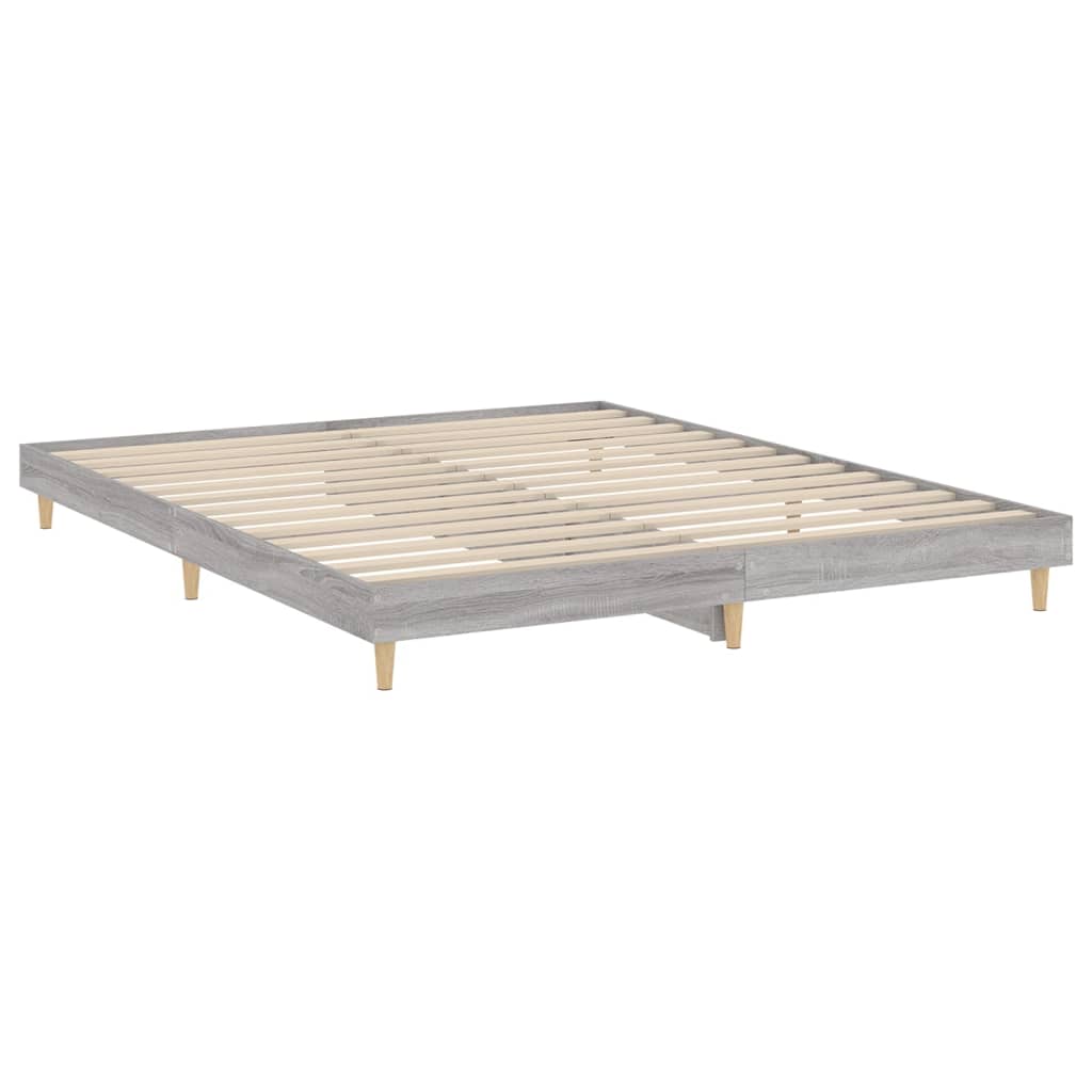 Sengeramme grå sonoma 200x200 cm konstruert tre