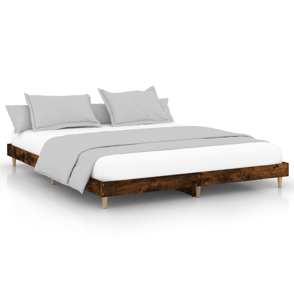 Sengeramme uten madrass røkt eik 140x200 cm konstruert tre