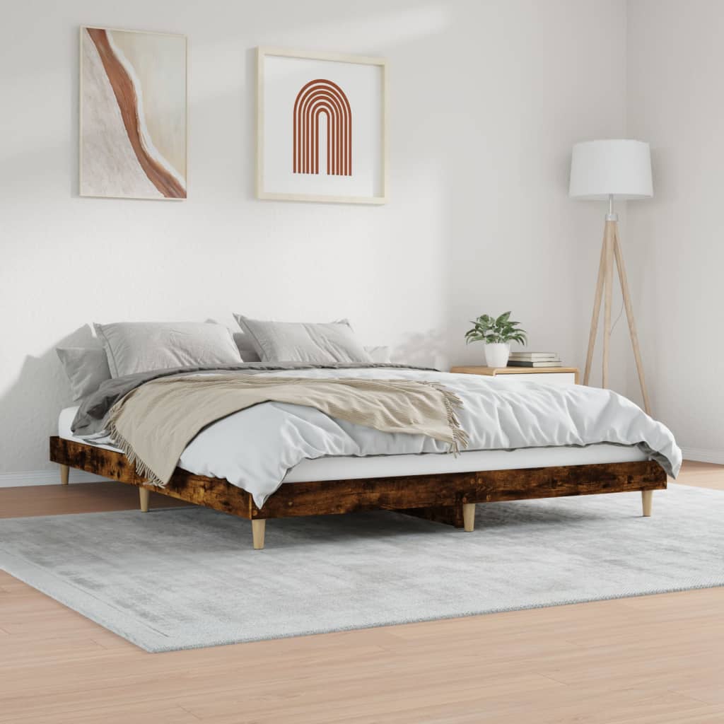 Sengeramme uten madrass røkt eik 140x200 cm konstruert tre