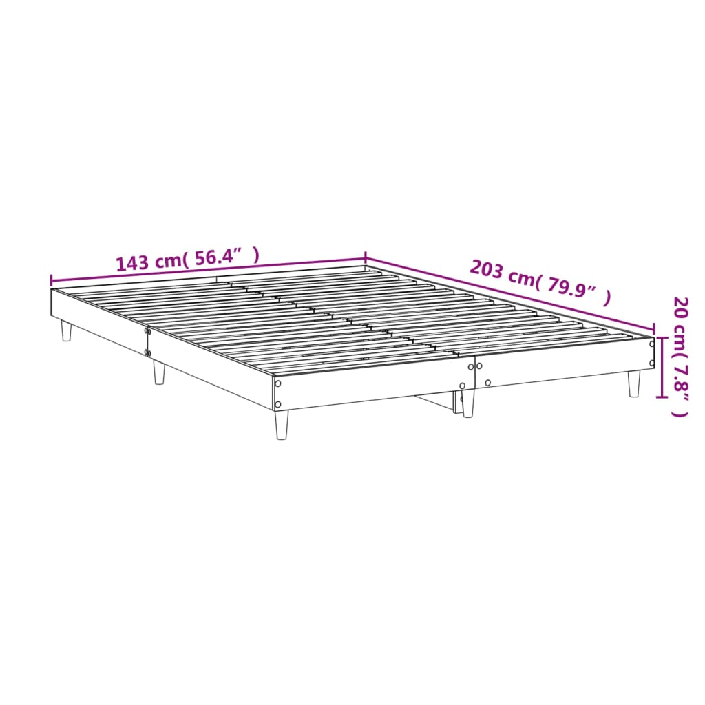 Sengeramme uten madrass røkt eik 140x200 cm konstruert tre