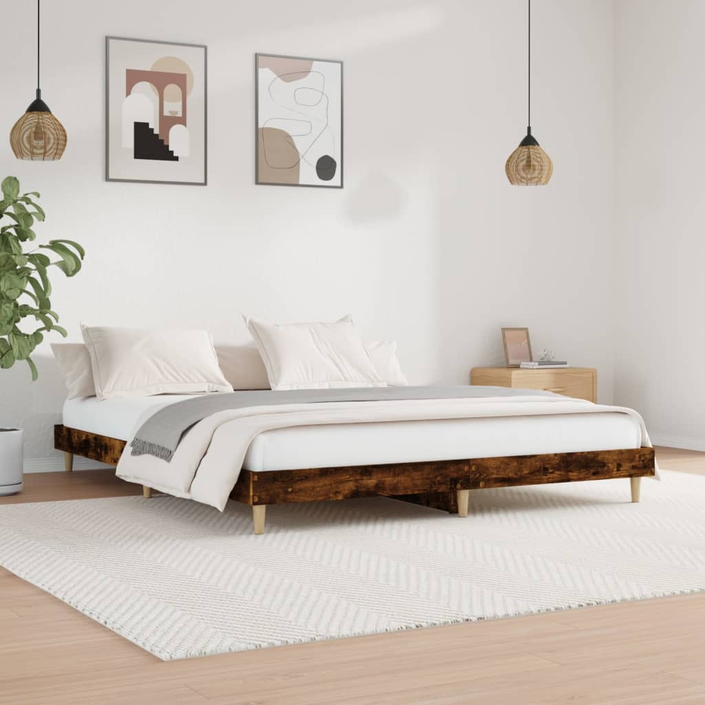 Sengeramme uten madrass røkt eik 140x200 cm konstruert tre
