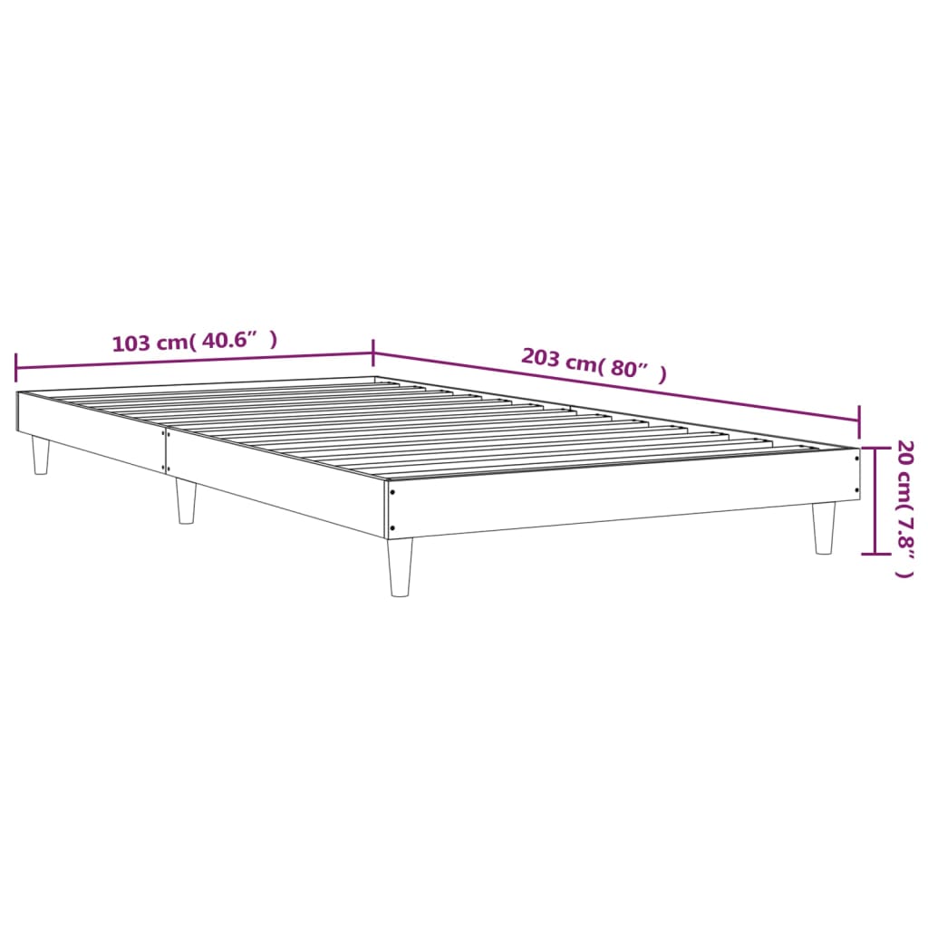 Sengeramme uten madrass brun eik 100x200 cm konstruert tre