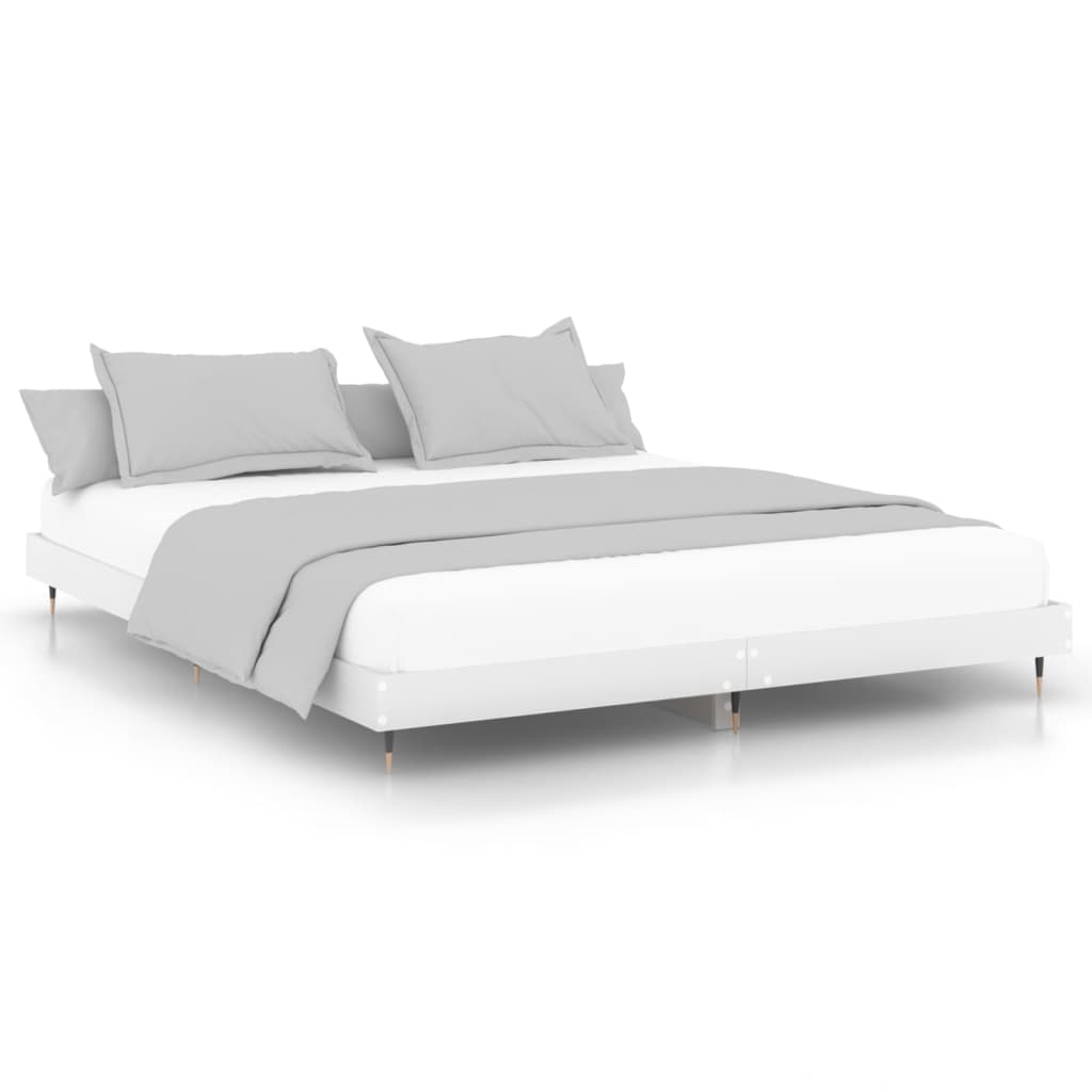 Sengeramme hvit 200x200 cm konstruert tre