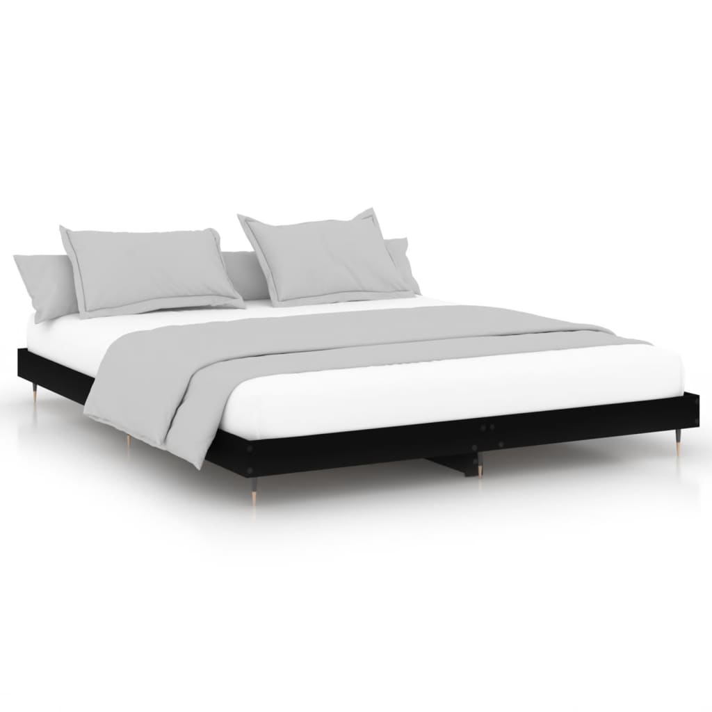 Sengeramme svart 200x200 cm konstruert tre