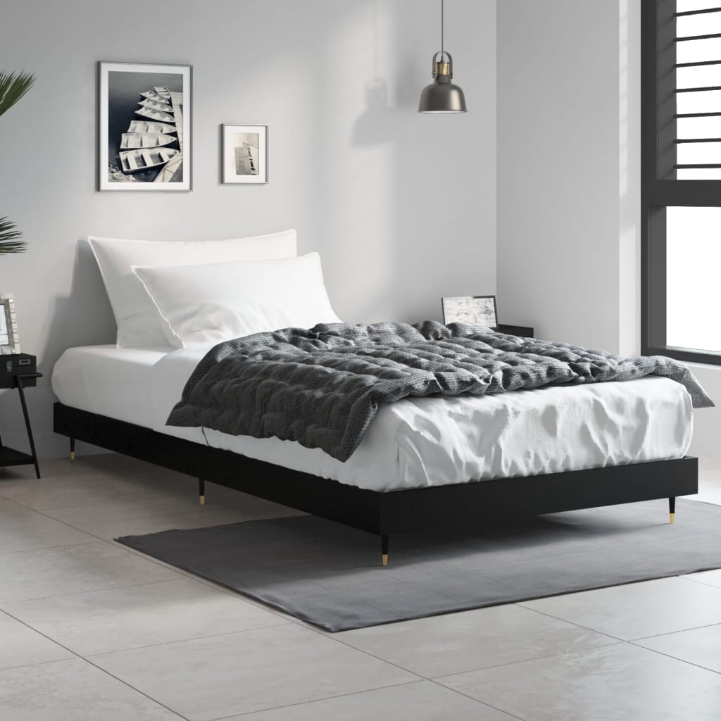 Sengeramme svart 90x200 cm konstruert tre