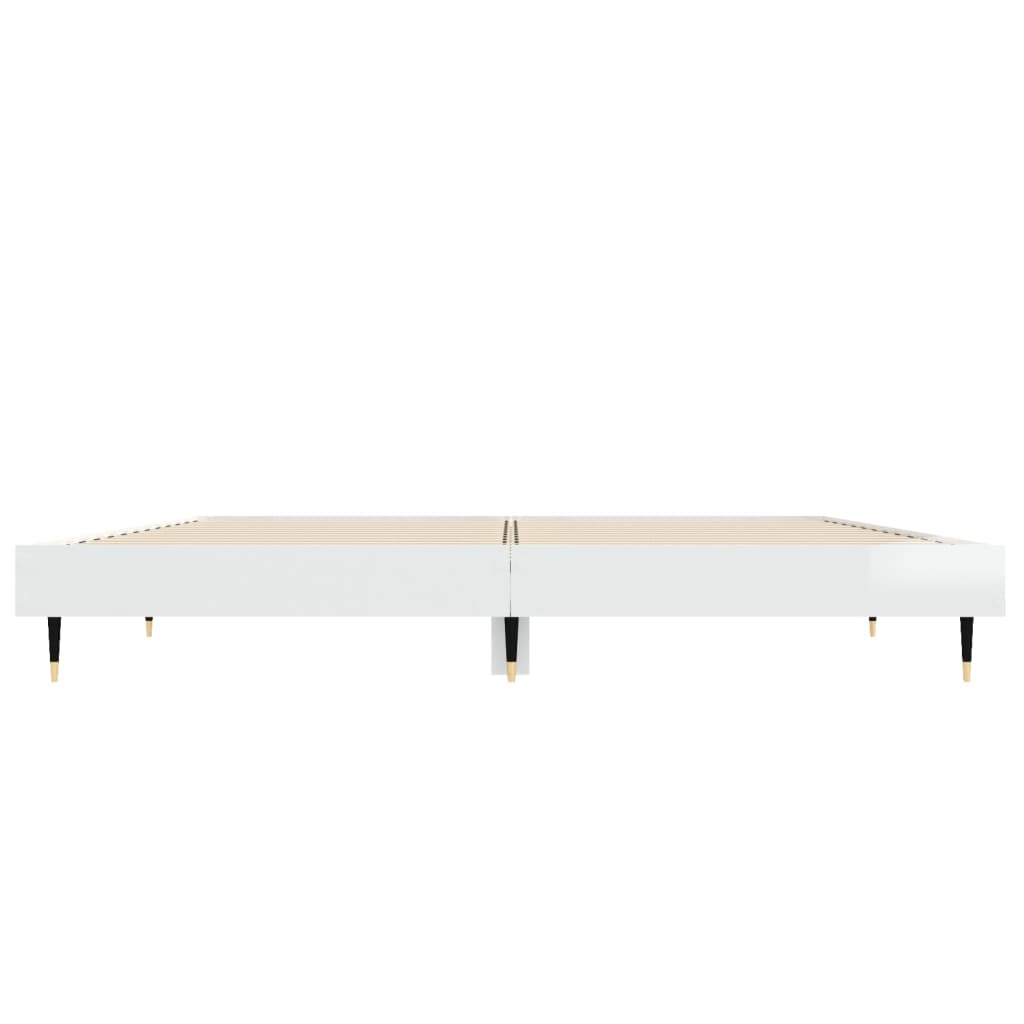 Sengeramme høyglans hvit 135x190 cm konstruert tre