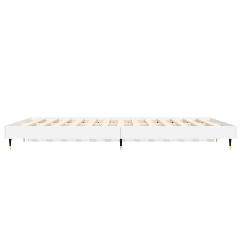 Sengeramme høyglans hvit 135x190 cm konstruert tre
