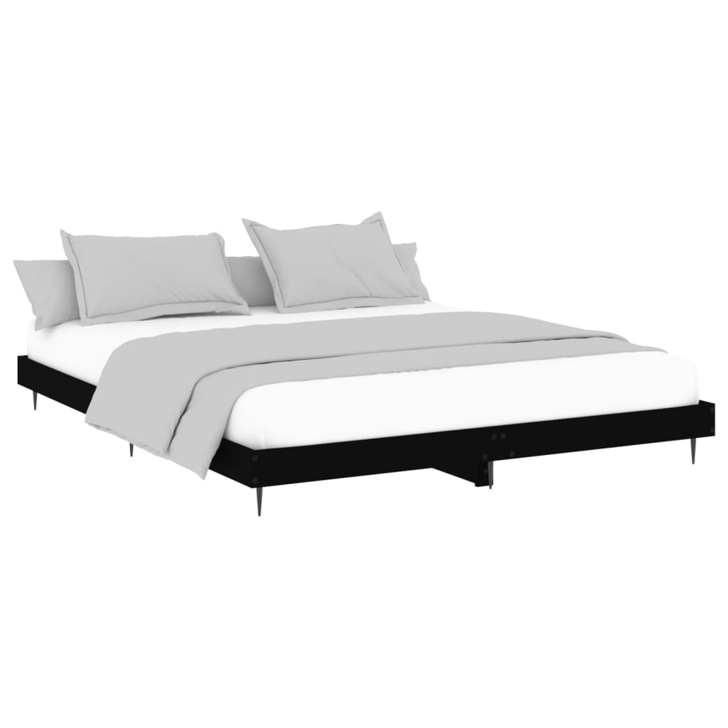 Sengeramme svart 200x200 cm konstruert tre