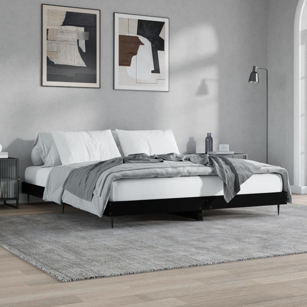 Sengeramme svart 200x200 cm konstruert tre