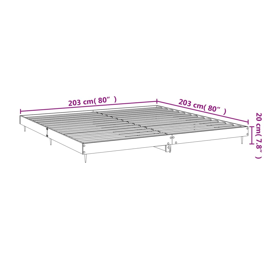 Sengeramme svart 200x200 cm konstruert tre