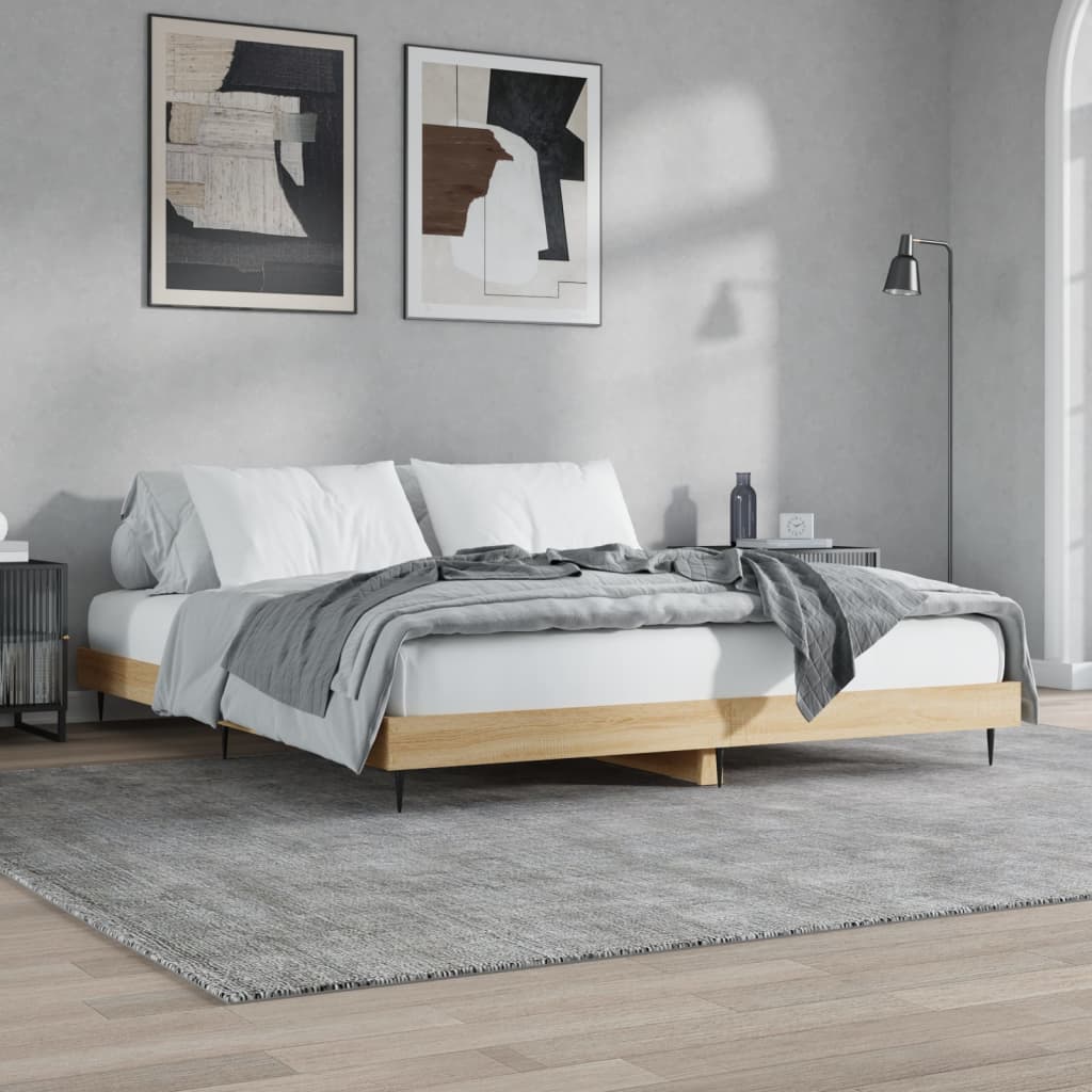 Sengeramme uten madrass sonoma eik 200x200 cm konstruert tre