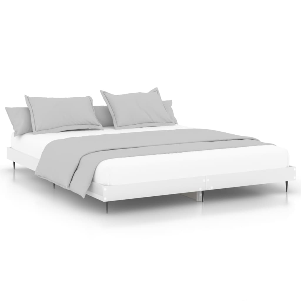 Sengeramme høyglans hvit 180x200 cm konstruert tre