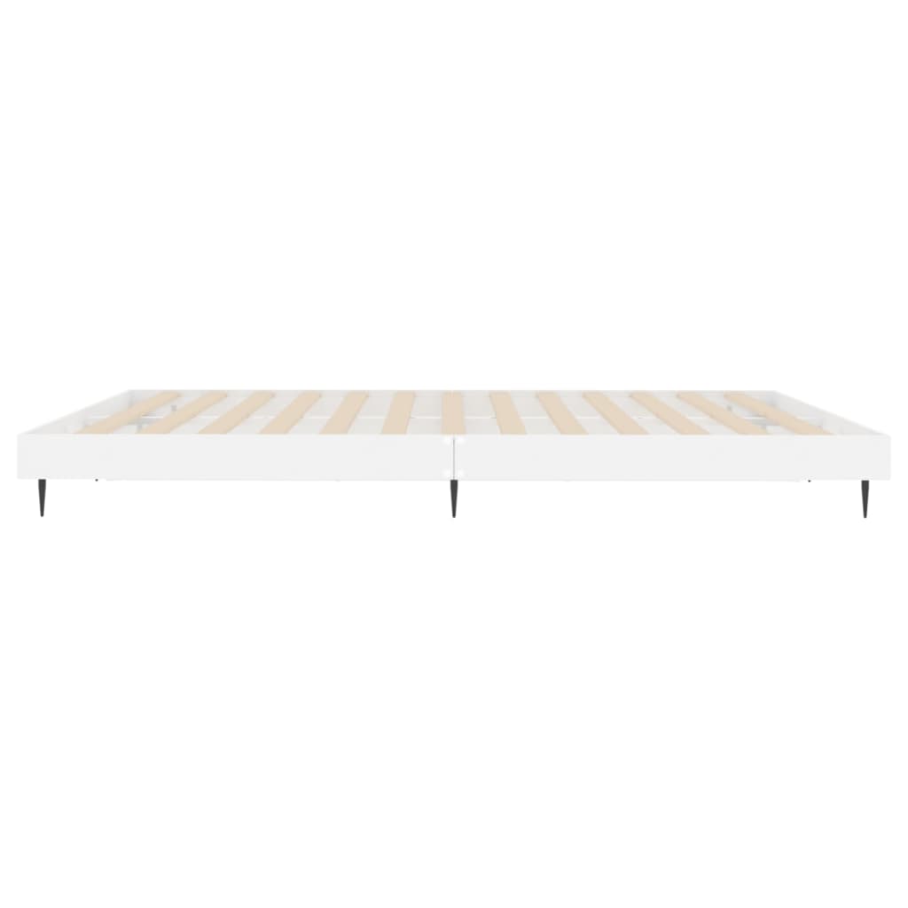 Sengeramme høyglans hvit 180x200 cm konstruert tre