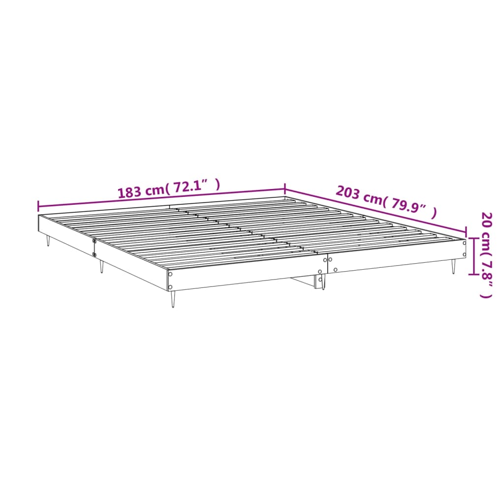 Sengeramme høyglans hvit 180x200 cm konstruert tre