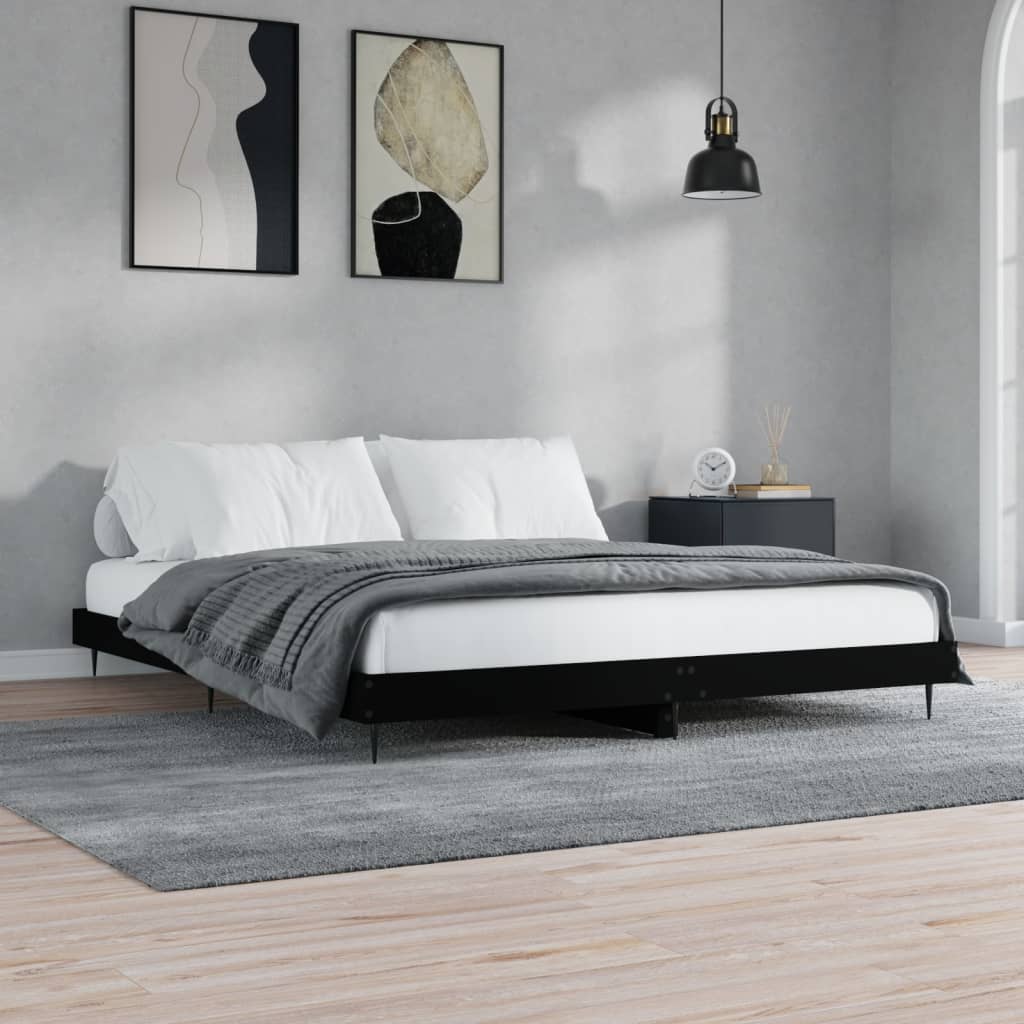 Sengeramme uten madrass svart 160x200 cm konstruert tre