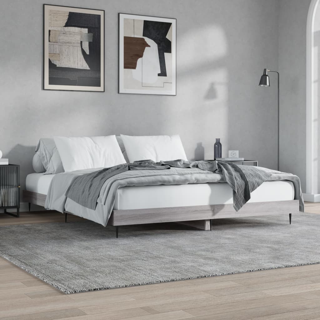 Sengeramme uten madrass grå sonoma 160x200 cm konstruert tre