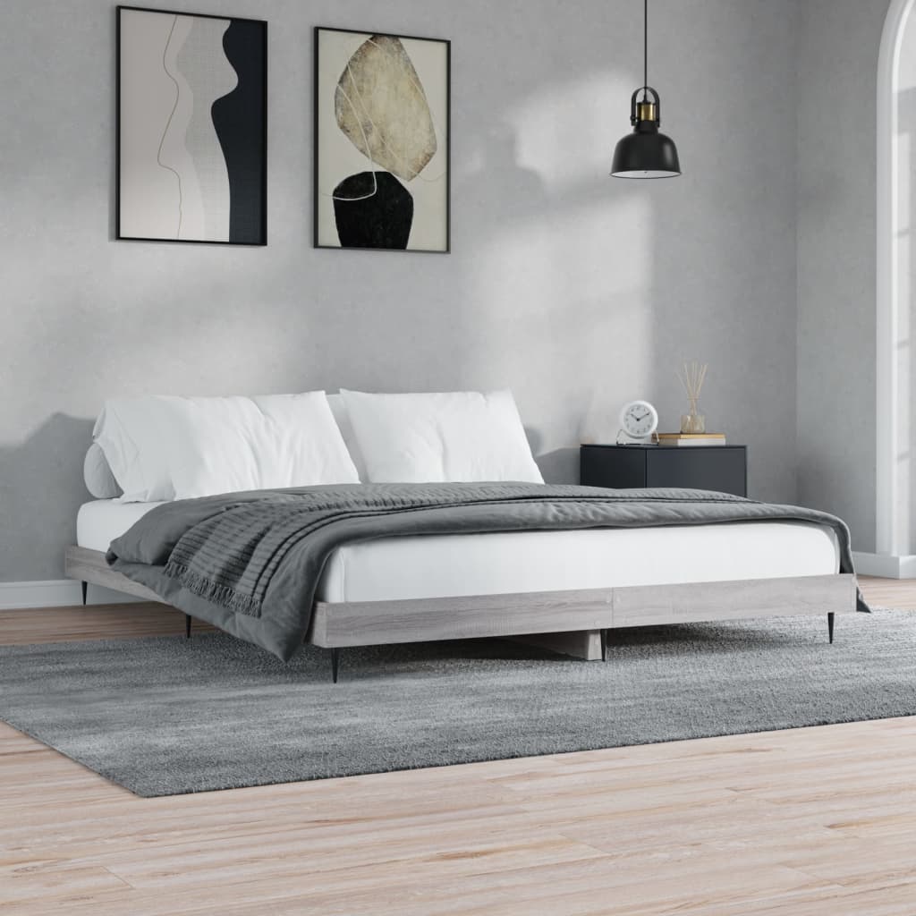 Sengeramme uten madrass grå sonoma 160x200 cm konstruert tre