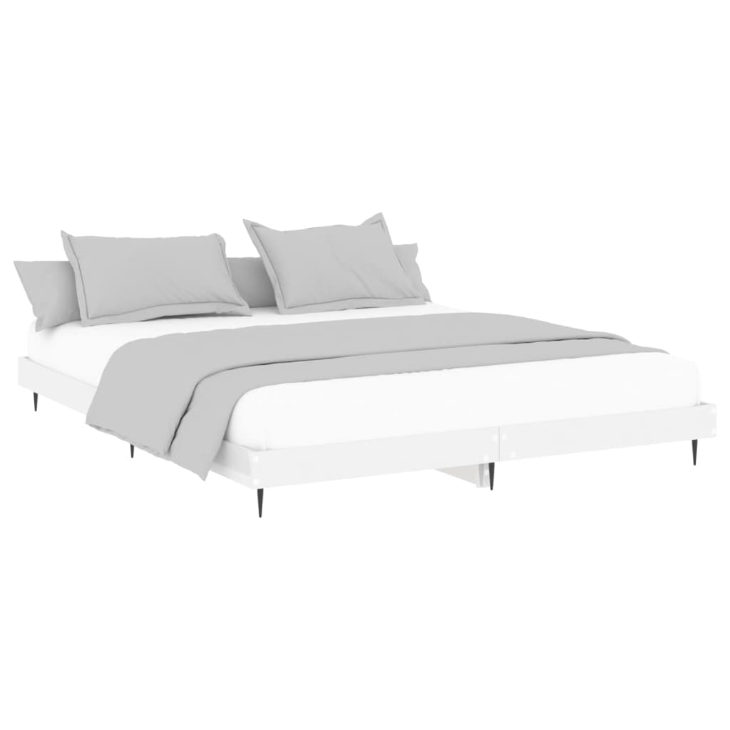 Sengeramme høyglans hvit 150x200 cm konstruert tre