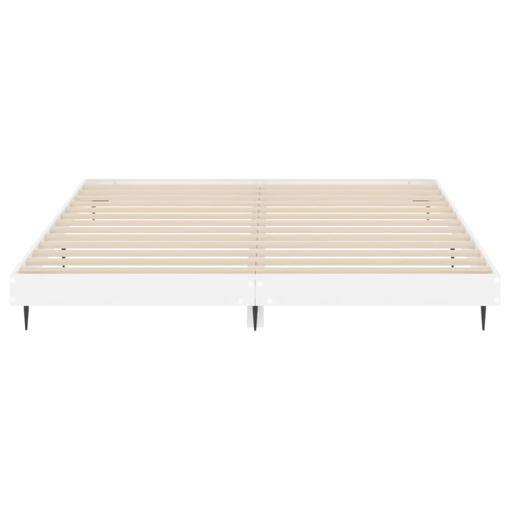 Sengeramme høyglans hvit 150x200 cm konstruert tre