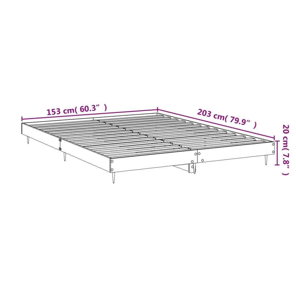 Sengeramme høyglans hvit 150x200 cm konstruert tre