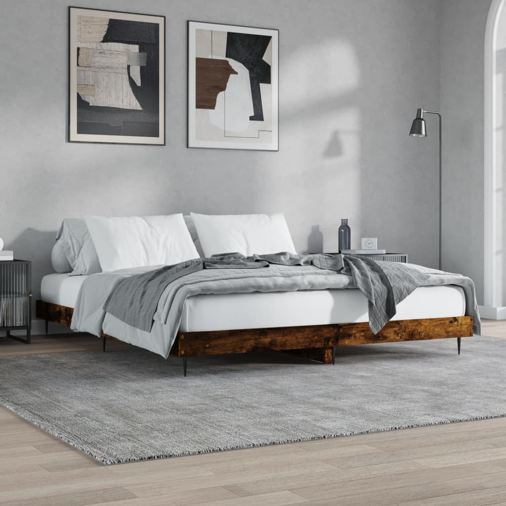Sengeramme uten madrass røkt eik 120x200 cm konstruert tre