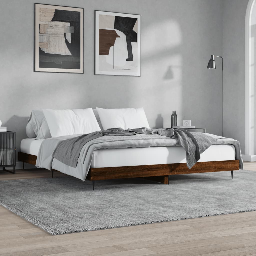 Sengeramme uten madrass brun eik 120x200 cm konstruert tre