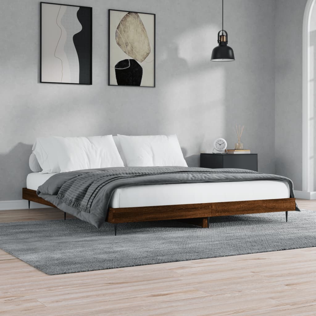 Sengeramme uten madrass brun eik 120x200 cm konstruert tre