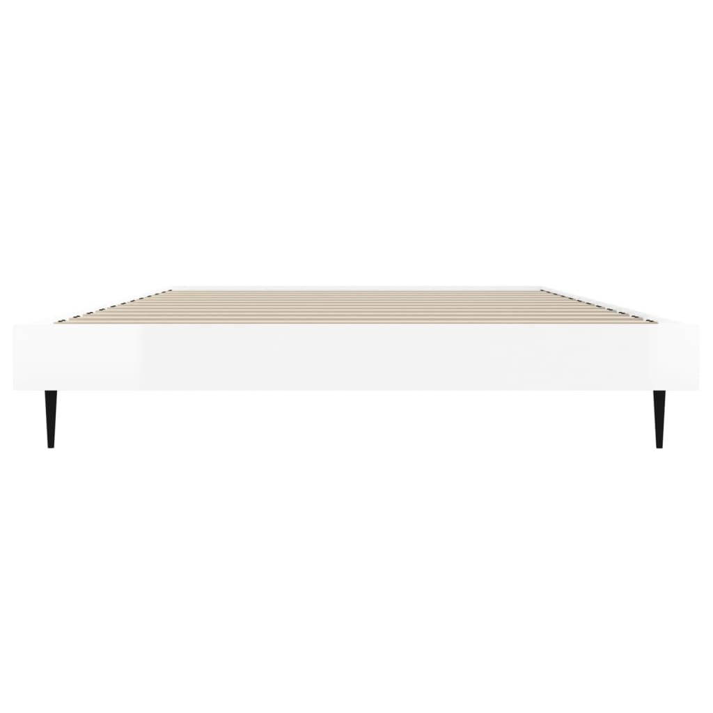 Sengeramme høyglans hvit 100x200 cm konstruert tre