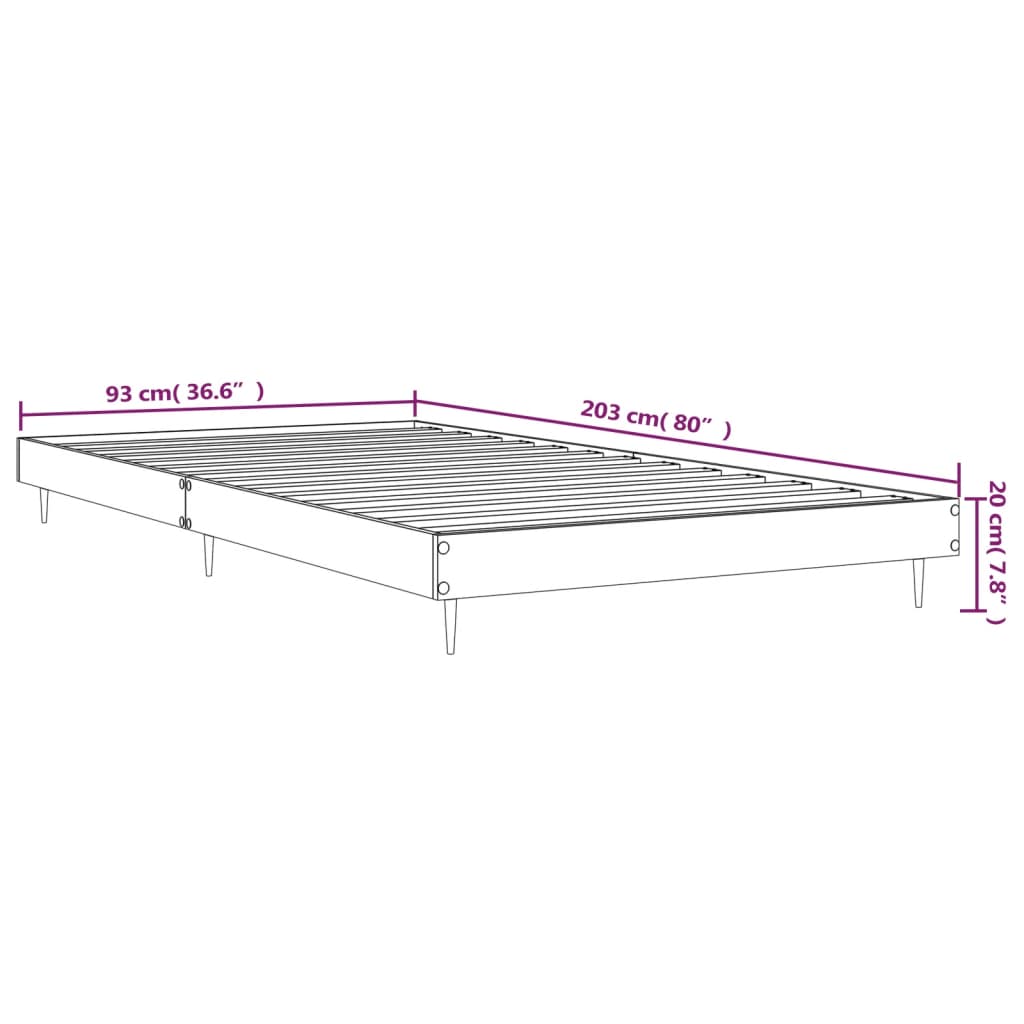 Sengeramme uten madrass sonoma eik 90x200 cm konstruert tre